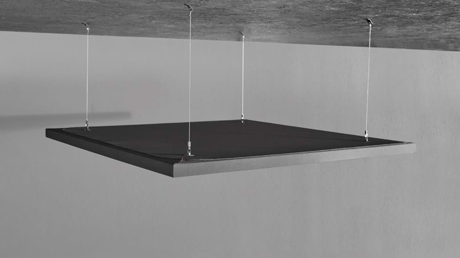 Connect suspension installed on Solo free hanging acoustic panel