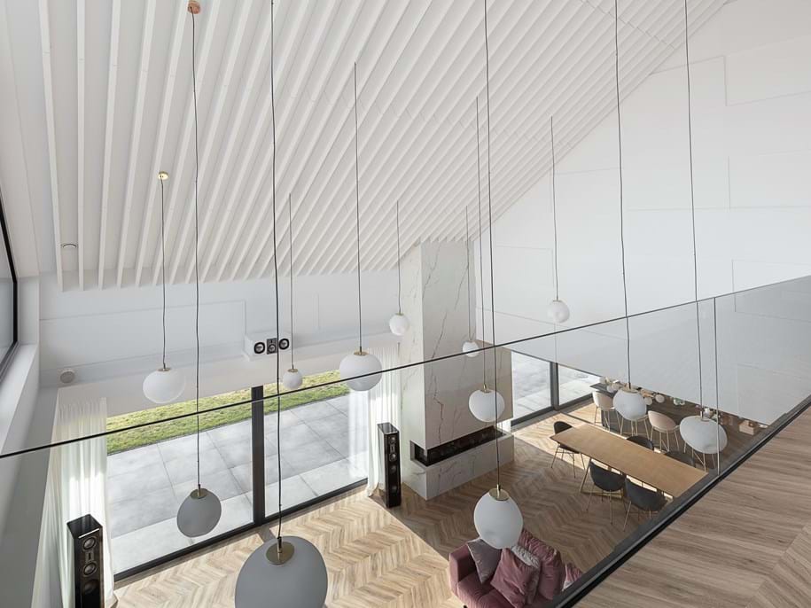 Acoustic ceiling baffles in private home