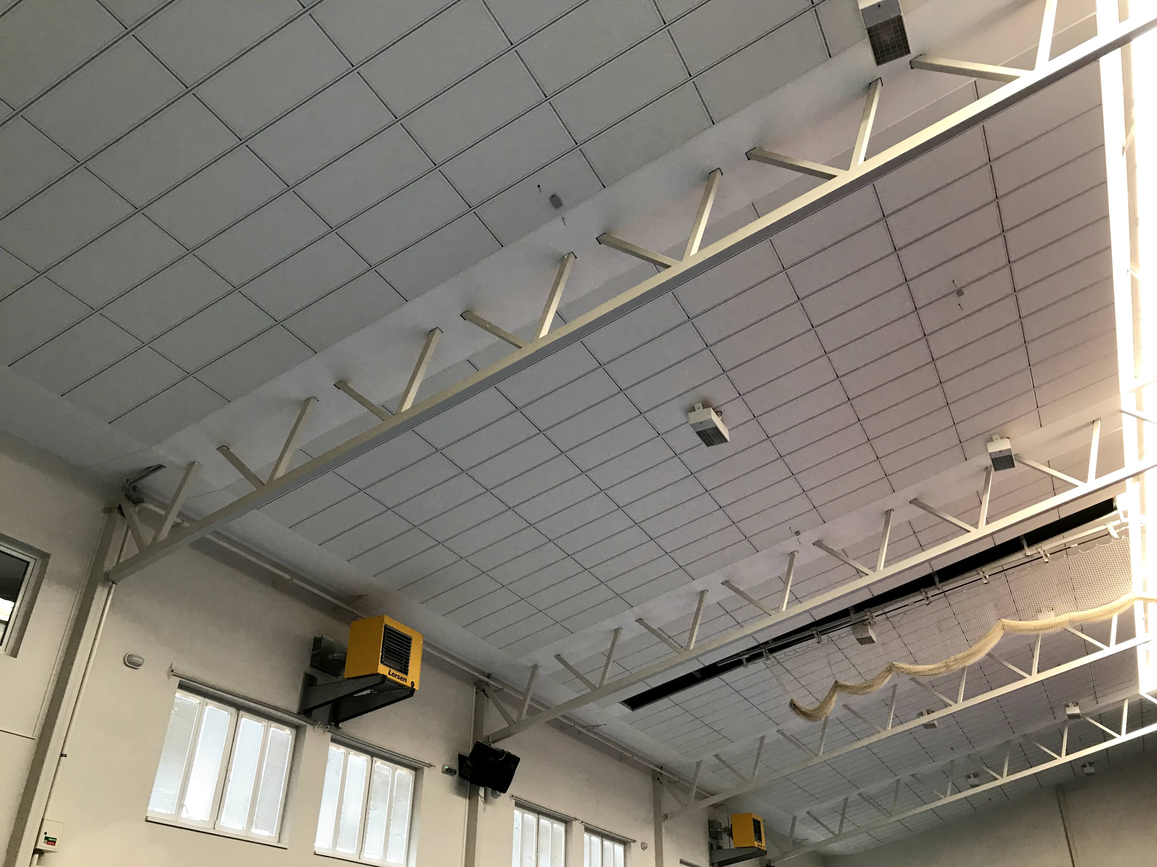 Velka Bystrice sports hall after acoustic treatment with Ecophon Super G Plus A