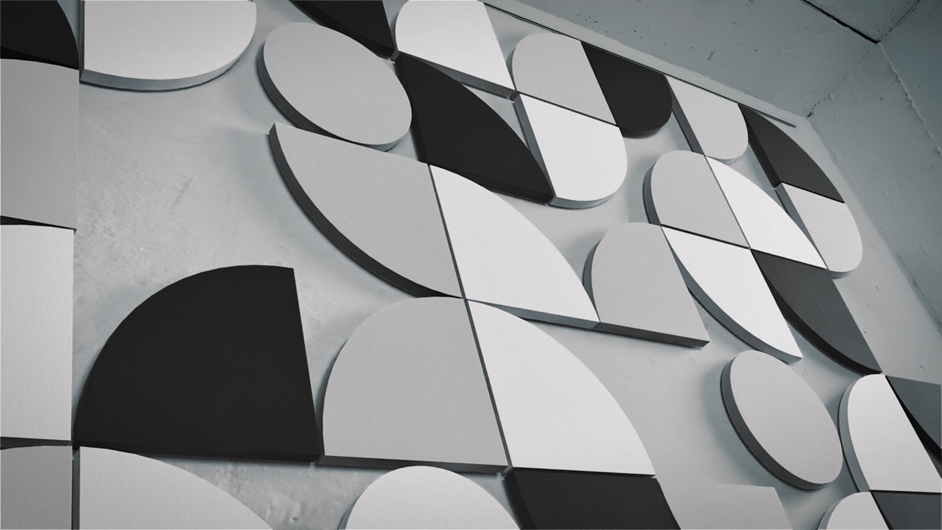 Acoustic wall panels in different shapes and colours